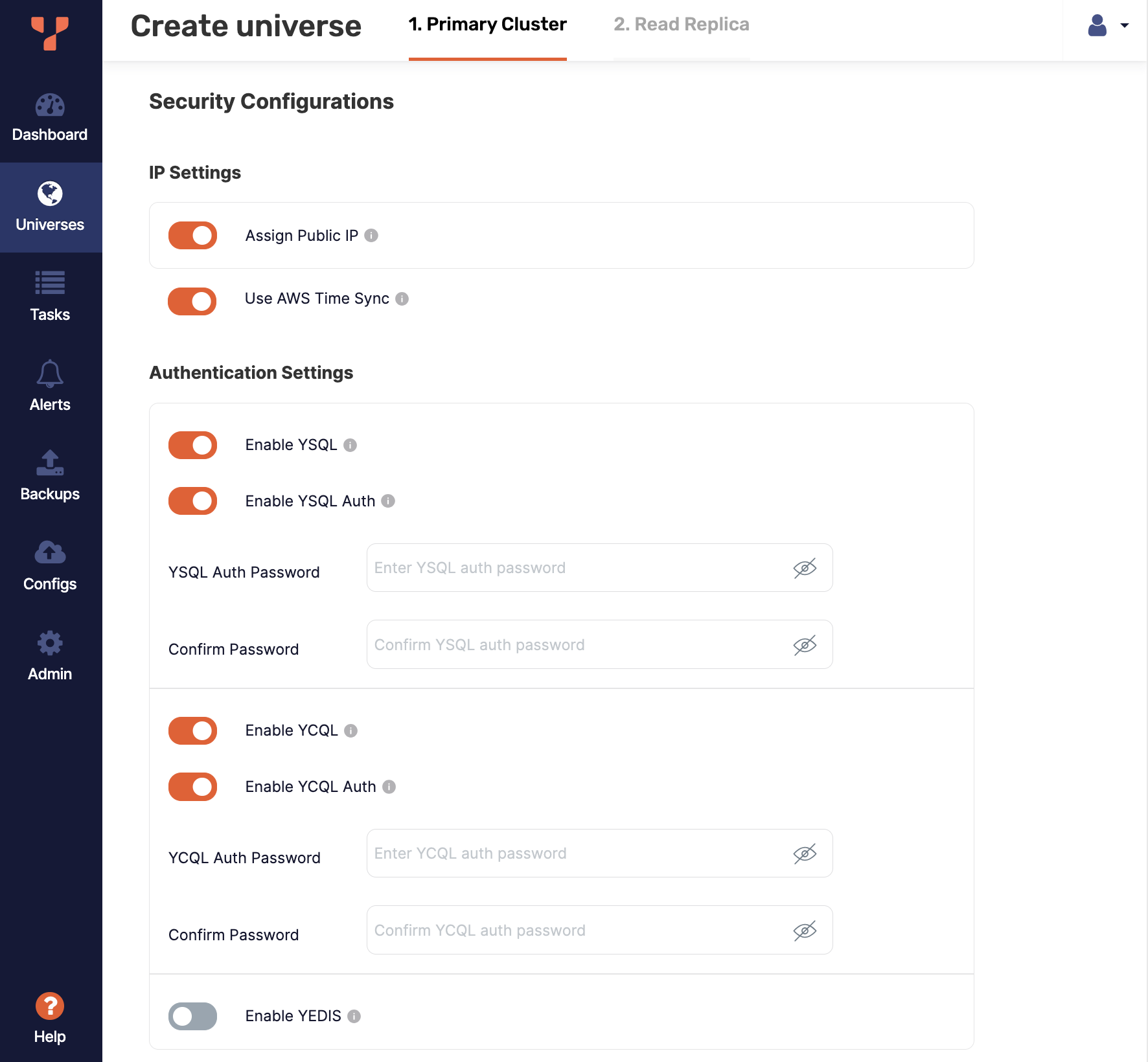 Enable YSQL and YCQL endpoints Enable YSQL and YCQL endpoints